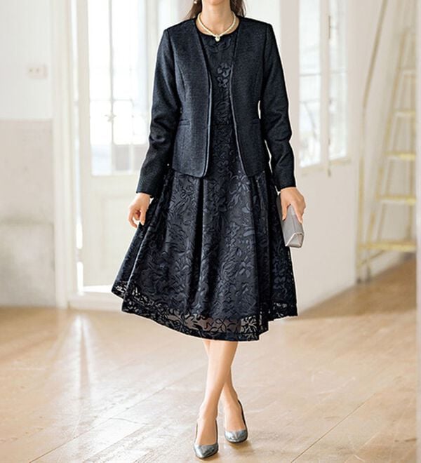 今季新品♡オパールトリプルアンサンブル 花柄オパール素材ワンピースアンサンブル - ベルーナ【公式】