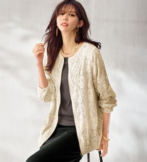 BELLUNA（ベルーナ）の「フラワー幾何柄レース配色ジャケット（その他ジャケット）」｜詳細画像
