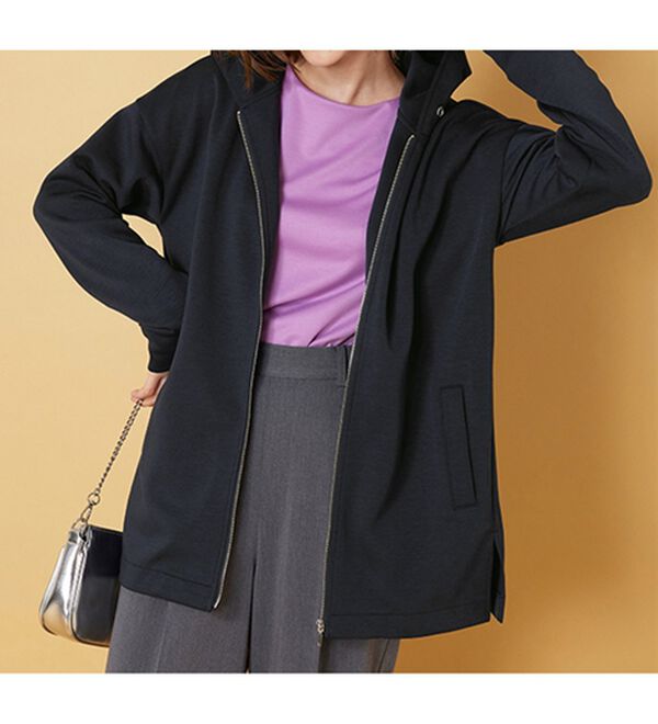 BELLUNA（ベルーナ）の「フードデザインとろみ素材ジップアップパーカー（パーカー）」｜詳細画像