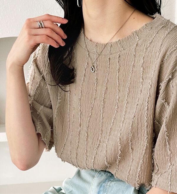 GeeRA（ジーラ）の「シャギージャカードＴシャツ（カットソー）」｜詳細画像