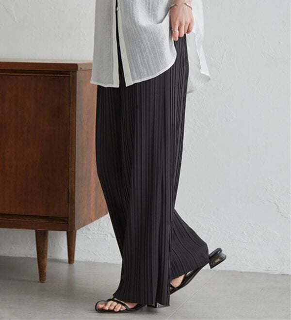 RANAN（ラナン）の「【セルフカットOK】ひんやりセミワイドプリーツパンツ（フルレングスパンツ）」｜詳細画像