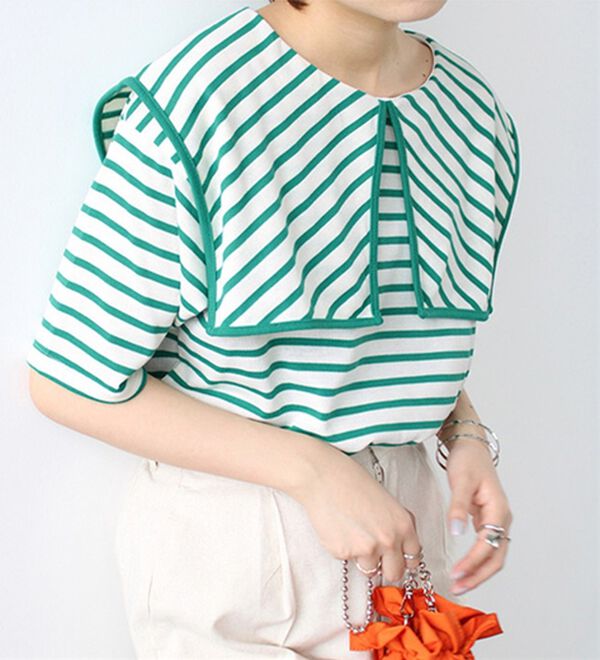 GeeRA（ジーラ）の「セーラーカラーボーダーカットソー（カットソー）」｜詳細画像