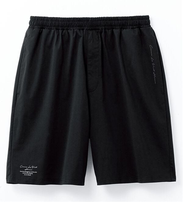 「＜コムルヴァン・オム＞　裾ドロストイージーケアセットアップ・パンツ（メンズハーフパンツ）」｜ブラック／パンツ