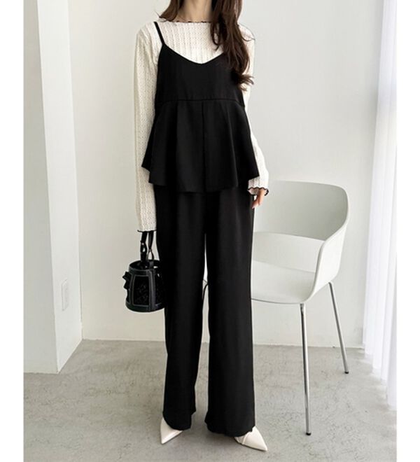 GeeRA（ジーラ）の「セットアップ風プリーツビスチェキャミサロペ（オールインワン）」｜詳細画像