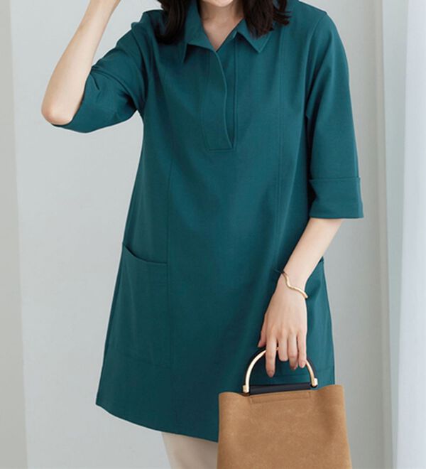 BELLUNA（ベルーナ）の「なめらかポンチ素材衿付きチュニック（チュニック）」｜詳細画像