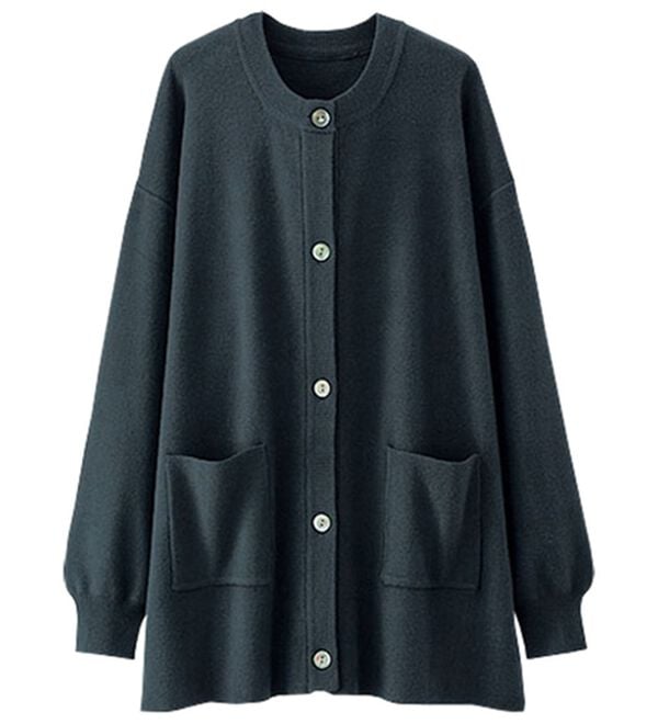 BELLUNA（ベルーナ）の「もっちり素材ノーカラーカーディガン（ニットカーディガン）」｜ブラック