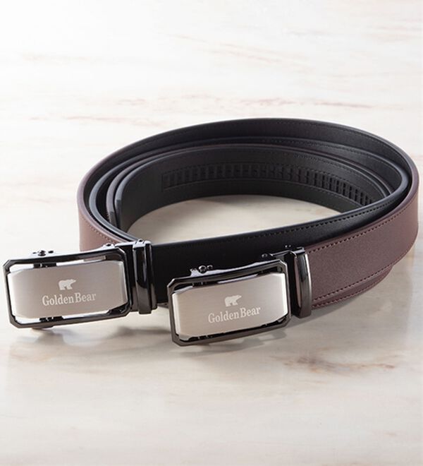 「【２本組】＜ゴールデンベア＞秒で着脱！ラクラク快適ベルト（メンズベルト）」｜バックルタイプ2色組