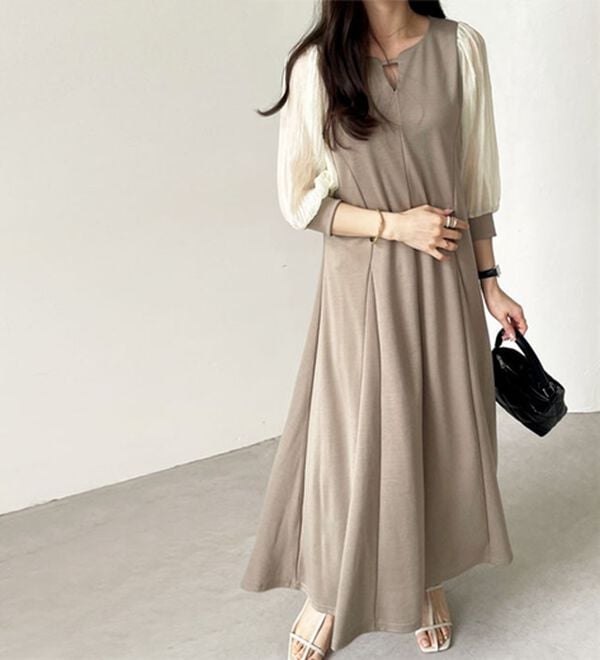 GeeRA（ジーラ）の「袖楊柳シアー美ラインワンピース（カットソーワンピース）」｜詳細画像