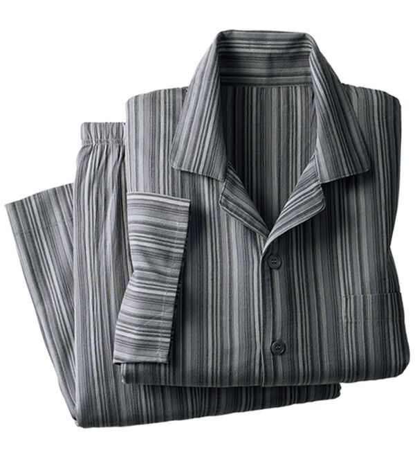 「綿１００％楊柳パジャマ（メンズルームウェア）」｜グレー