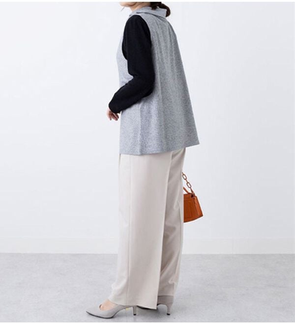 BELLUNA（ベルーナ）の「杢調テレコ素材衿デザインアンサンブル（アンサンブル）」｜詳細画像