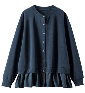 BELLUNA（ベルーナ）の「裏起毛素材ドッキングカーディガン（その他カーディガン）」｜ネイビー