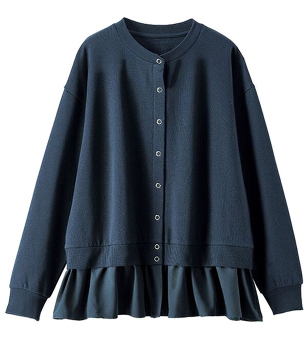 BELLUNA（ベルーナ）の「裏起毛素材ドッキングカーディガン（その他カーディガン）」｜ネイビー