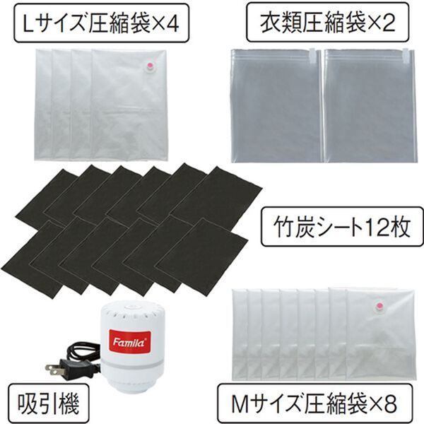「布団圧縮袋吸引機＋圧縮袋セット（衣類・布団収納）」｜詳細画像