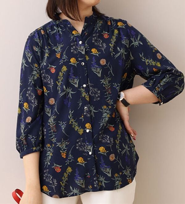 BELLUNA（ベルーナ）の「レーヨンプリントギャザー使いブラウス（ブラウス）」｜詳細画像