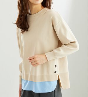 BELLUNA（ベルーナ）の「裾ボタン重ね着風ニットプルオーバー（ニット・セーター）」｜アイボリー系