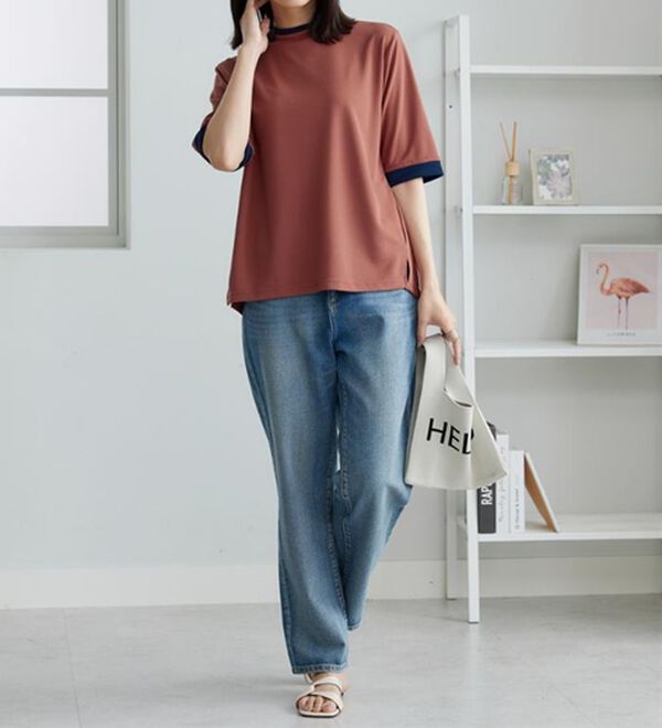 BELLUNA（ベルーナ）の「配色デザインハイネックプルオーバー（カットソー）」｜詳細画像