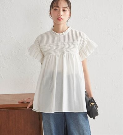 RANAN（ラナン）の「ピンタックフリルボイルブラウス（ブラウス）」