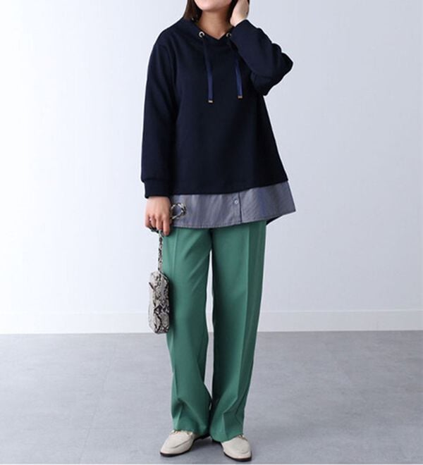 BELLUNA（ベルーナ）の「ワイドネックデザインシャツ切替チュニック（チュニック）」｜詳細画像