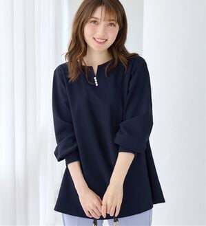 alotta（アロッタ）の「【イージーケア】裏起毛フワぽかエンボスチュニック（チュニック）」｜ネイビー