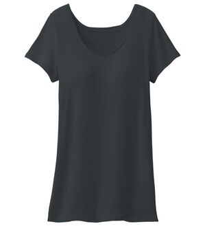 LAVIENNE（ラヴィエンヌ）の「【吸汗速乾】＜さらりラボ＞カップ付半袖インナー（ブラトップ・カップ付きインナー）」｜ブラック