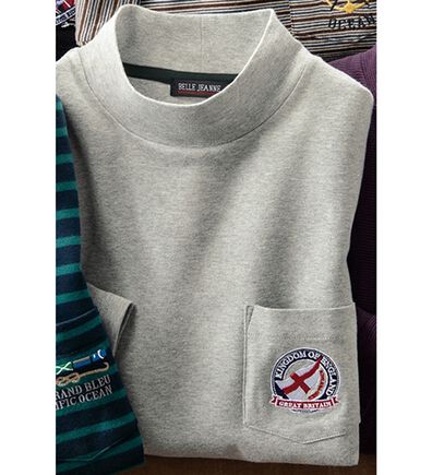 「綿１００％吸湿発熱ハイネックシャツ（メンズカットソー）」