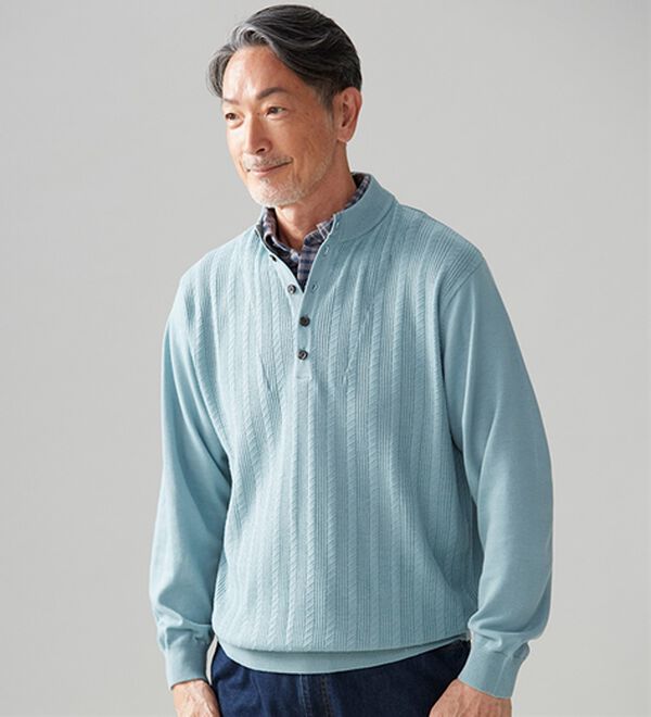 「【３枚組】楽々お洒落見えダブル衿セーター（メンズシャツ）」｜詳細画像