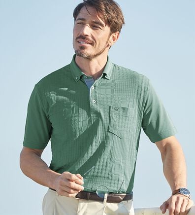 「＜ゴールデンベア＞ジャカードポロシャツ（メンズポロシャツ）」