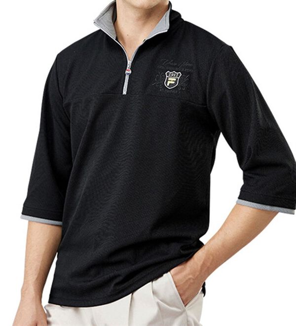 「【３色組】＜フィラ＞エレガント刺しゅうジップハイネック（メンズニット・セーター）」｜詳細画像