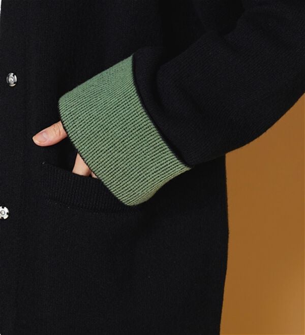 BELLUNA（ベルーナ）の「配色デザインふんわりニットジャケット（ハーフコート）」｜詳細画像