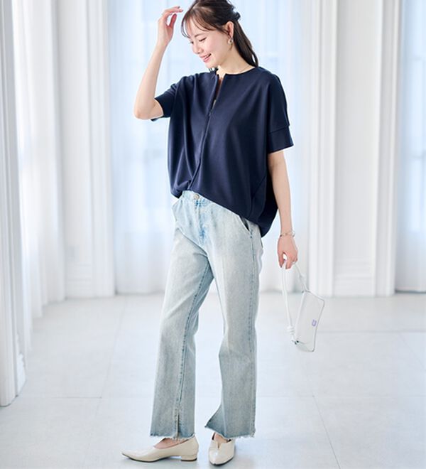 RANAN（ラナン）の「【4つの機能付】ひんやりハーフジップコクーンチュニック（チュニック）」｜詳細画像