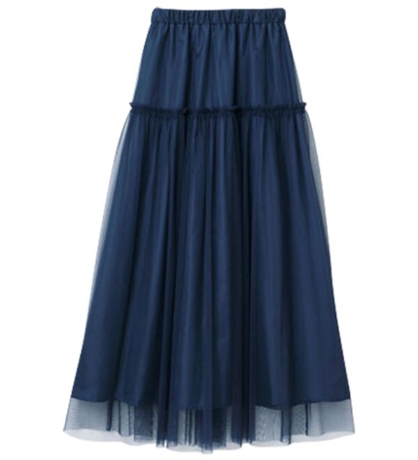 RANAN（ラナン）の「ふわっと可愛いフリルギャザーチュールスカート（ロングスカート）」｜詳細画像