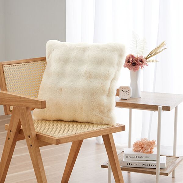 iellio（イエリオ）の「ぽこぽこボリュームファー軽寝具＜洗える・２枚合わせ・毛布・ハーフケット・クッションカバー・ラビットファー・フランネル＞（毛布・ブランケット）」｜詳細画像