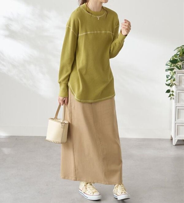 BELLUNA（ベルーナ）の「裏起毛ワッフル素材チュニック（チュニック）」｜詳細画像
