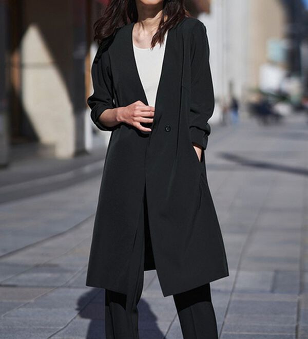 2点セット】防シワ！洗える！ロングジャケセットアップ - ベルーナ