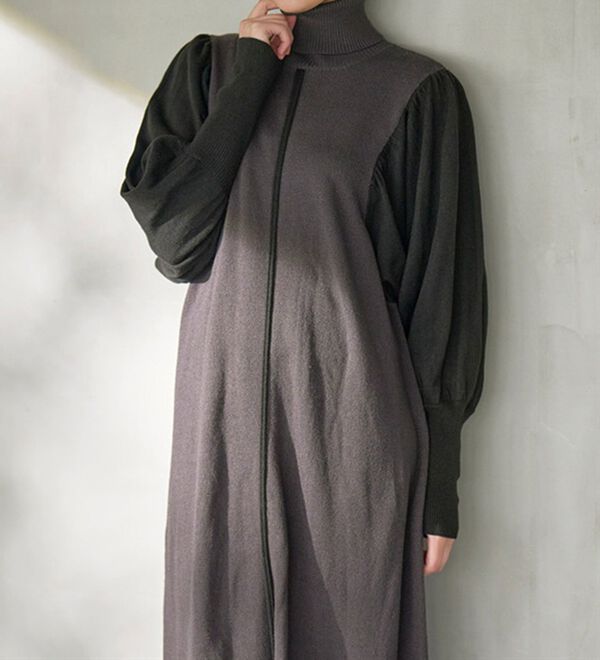 RANAN（ラナン）の「ボリューム袖アウトシームニットワンピース（ニットワンピース）」｜詳細画像