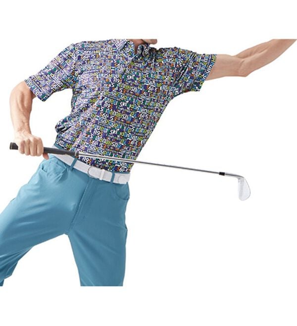 「＜ハッシュパピー・ゴルフ＞総柄ストレッチボタンダウンポロシャツ（メンズポロシャツ）」｜詳細画像