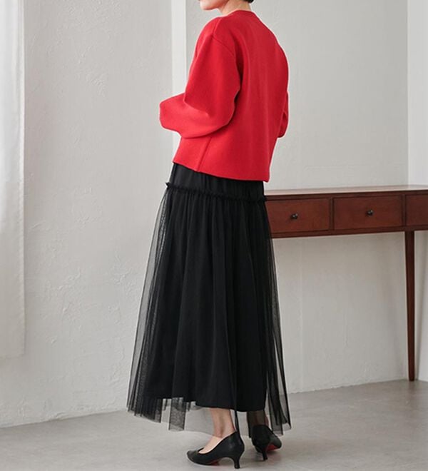 RANAN（ラナン）の「ふわっと可愛いフリルギャザーチュールスカート（ロングスカート）」｜詳細画像