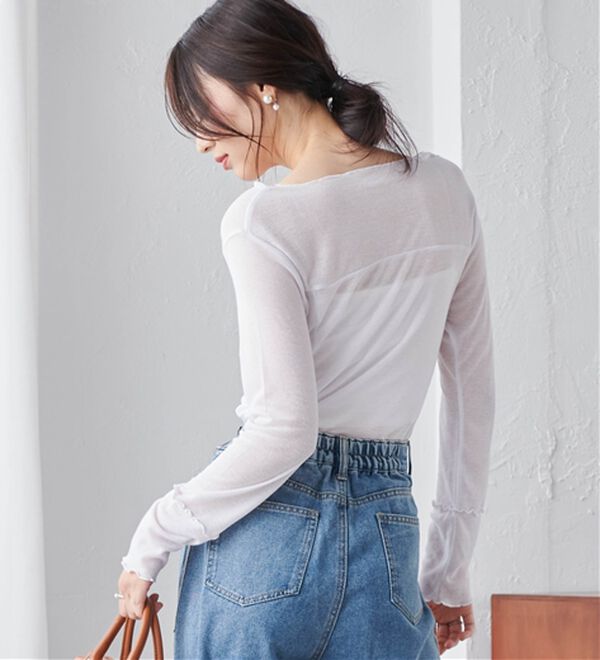 RANAN（ラナン）の「ギャザーデザインシアーTシャツ（Tシャツ）」｜詳細画像