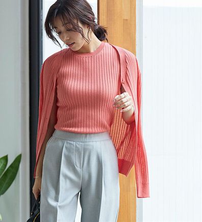 Pierrot（ピエロ）の「ノースリーブリブニットアンサンブル（ニット・セーター）」