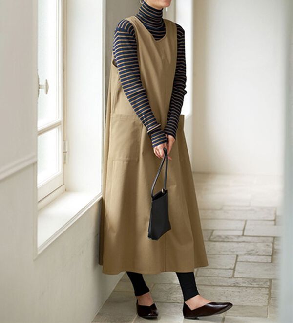 BELLUNA（ベルーナ）の「＜＆ｃｏｃｏｃｈｉ＞ハピネスコットン100％&times;吸湿発熱リブタートルニット（ニット・セーター）」｜詳細画像