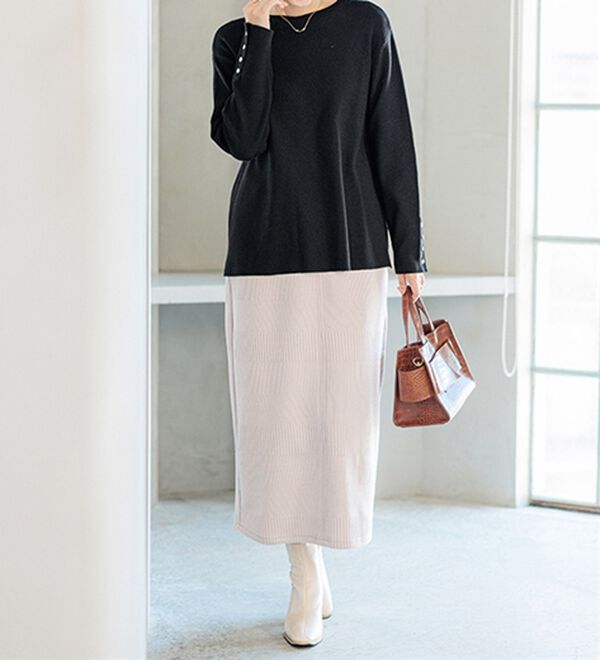 BELLUNA（ベルーナ）の「もちもち袖ボタンニットプルオーバー（ニット・セーター）」｜詳細画像