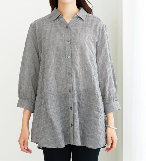 BELLUNA（ベルーナ）の「綿混テンセルぽこぽこシアーシャツチュニック（チュニック）」｜詳細画像