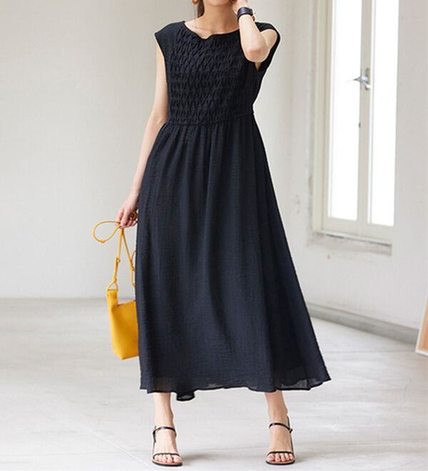 RANAN（ラナン）の「ひんやり！シャーリング風デザインロングワンピース（ロングワンピース）」｜詳細画像