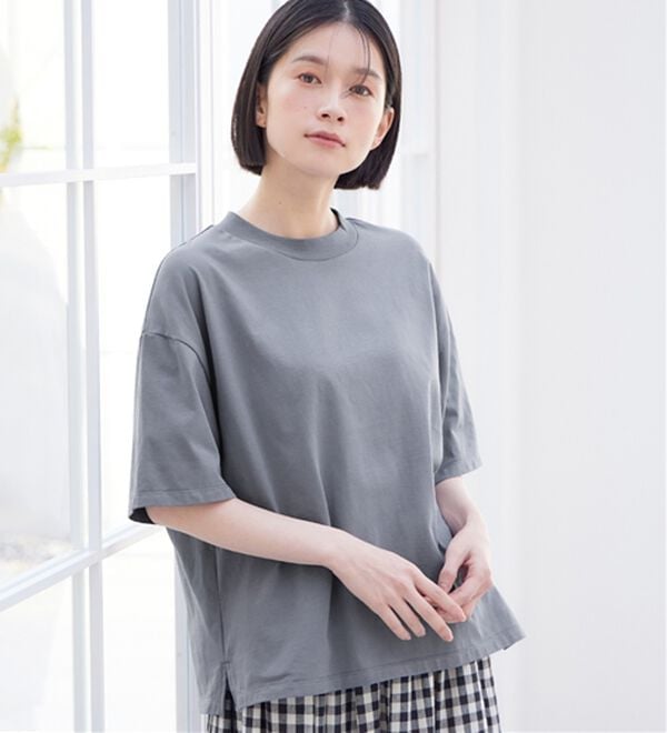 Viola e Viola（ヴィオラ エ ヴィオラ）の「【接触冷感】綿１００％プチハイ５分袖Ｔシャツ　さらひやりコットン（Tシャツ）」｜詳細画像