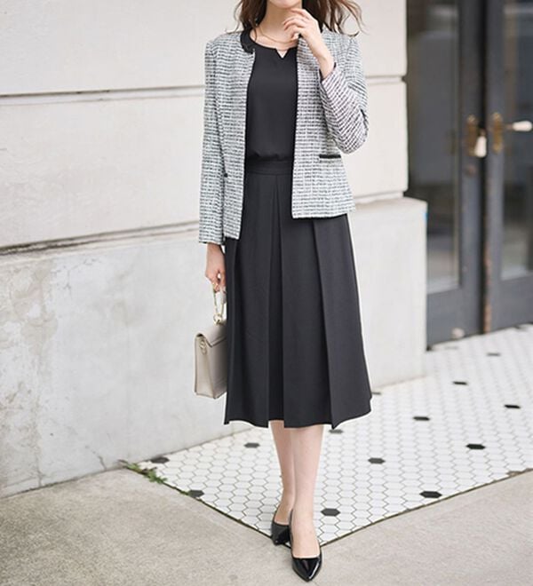 RANAN（ラナン）の「【４点セット】洗える！選べるボトムスーツセット（パンツスーツ）」｜C-1ｽｶｰﾄ(ﾓﾉﾄｰﾝ/ﾌﾞﾗｯｸﾌﾞﾗｳｽ)