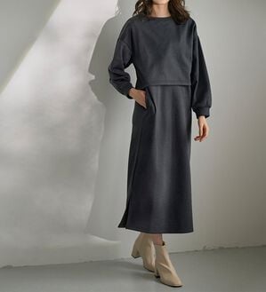 RANAN（ラナン）の「裏起毛！アンチピリング！３WAYワンピースセット（その他ワンピース）」｜チャコール