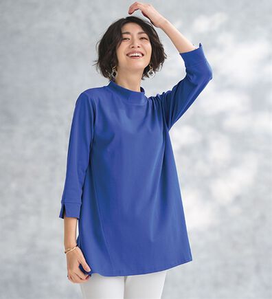 BELLUNA（ベルーナ）の「Ｔシャツ以上ブラウス未満　艶やか綿１００％チュニック（チュニック）」