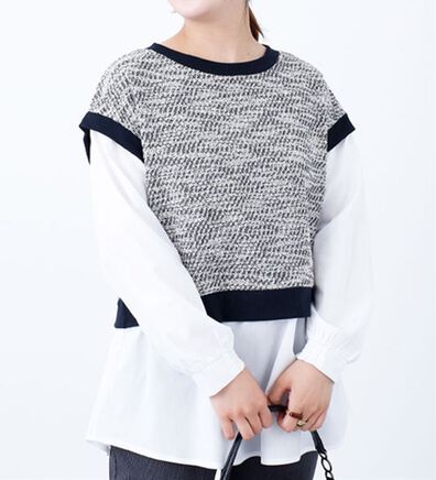 BELLUNA（ベルーナ）の「ツイード調シャツフェイクチュニック（チュニック）」