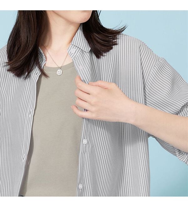 BELLUNA（ベルーナ）の「シアーストライプ素材ベーシックシャツ（シャツ）」｜詳細画像