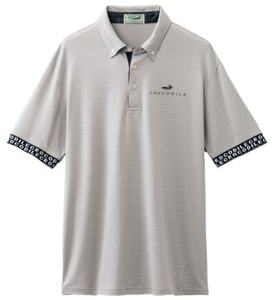 「＜クロコダイル＞接触冷感シャドーボーダーポロ（メンズポロシャツ）」